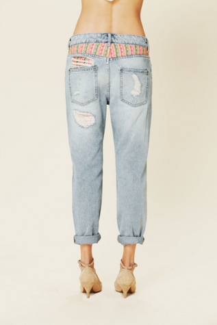 Tapestry Embellished Slim and Slouchy Fit Jeans