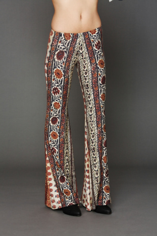 Border Print Bell Bottoms