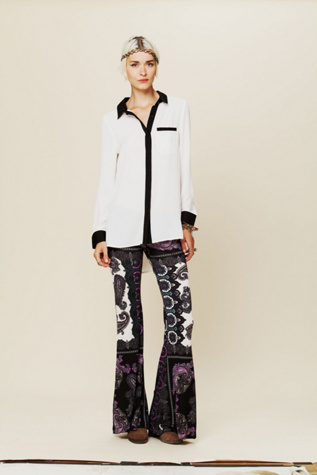 Border Print Bell Bottoms