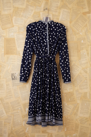 Free People Vintage 70s Polka Dotted Pleated Dress in Vintage-Dresses