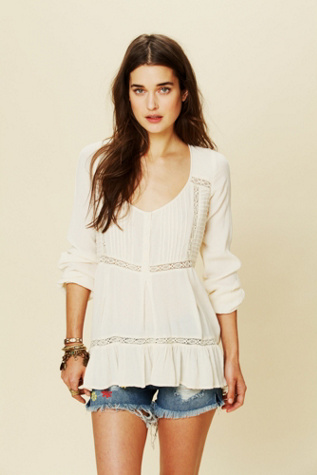 Pintuck Bubble Sleeve Tunic