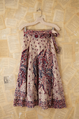 Vintage Batik Printed Wrap Skirt