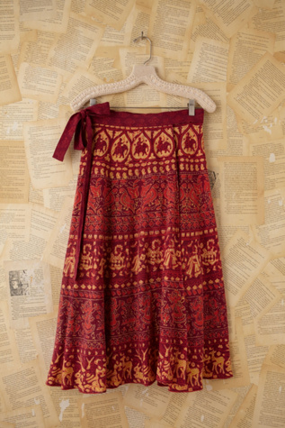 Vintage Batik Printed Wrap Skirt