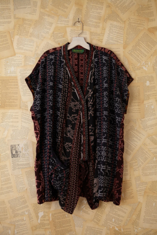 Vintage Batik Patterned Woven Kimono Jacket