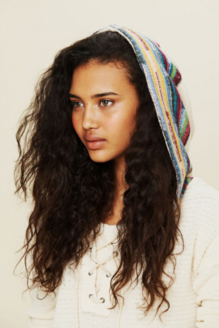 Lace Up Border Stripe Hoodie
