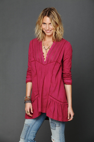 Long Sleeve Pintuck Texture Tunic