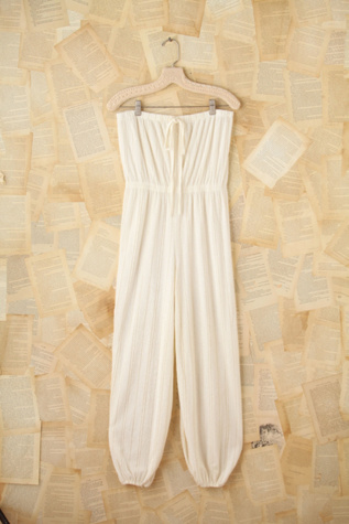 Free People Vintage White Gold Terry Cloth Romper in Vintage-Dresses