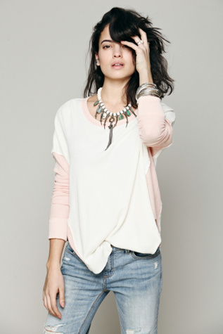 Free People We The Free Thriller Colorblock Thermal in knit-sweaters
