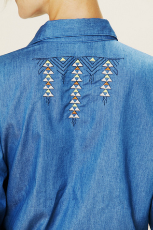 Embroidered Denim Dress