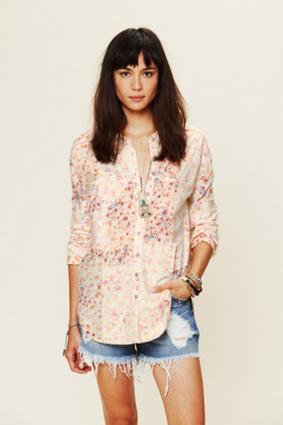 Bleached Floral Button Down