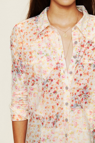 Bleached Floral Button Down