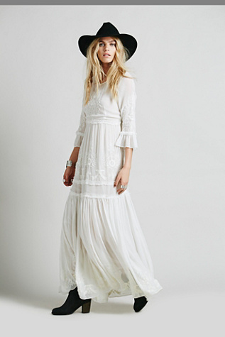 White Romance Embroidered Maxi
