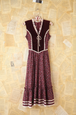 Free People Vintage Maroon Velvet Dress in Vintage-Dresses