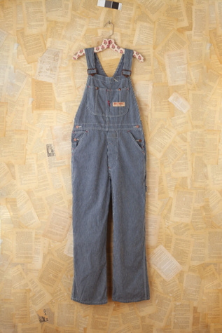 Vintage Big Mac Striped Denim Overalls in vintage-denim