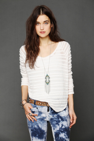 Lacey Long-Sleeve Chiffon Top