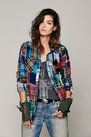 Patched Plaid Buttondown