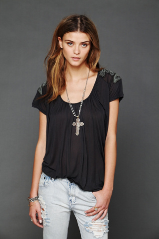 Embellished Shoulder Tee