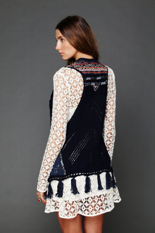 Directions In Embroidery Fringe Vest