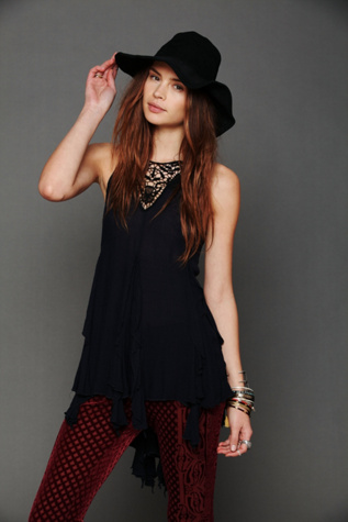 Sleeveless Crochet Ruffle Tunic
