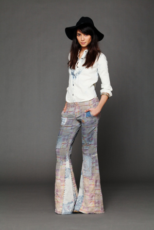 Patchwork Plaid Flares