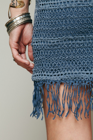 Fringed Crochet Raglan Dress