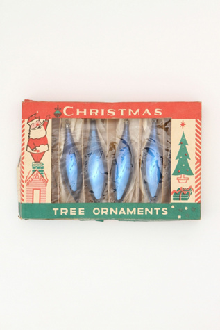 Vintage Set of Blue Glass Ornaments in vintage-loves-objects