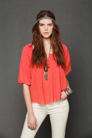 Free People Color Me Smocked Peasant Top in peasant-blouses
