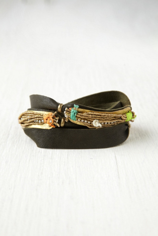Gold Spun Leather Cuff