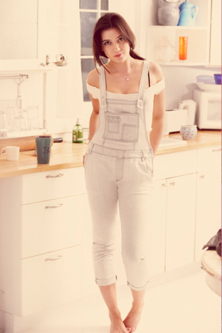 Free People Washed Denim Overall in Jeans