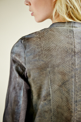 Ria Snake Print Leather Jacket