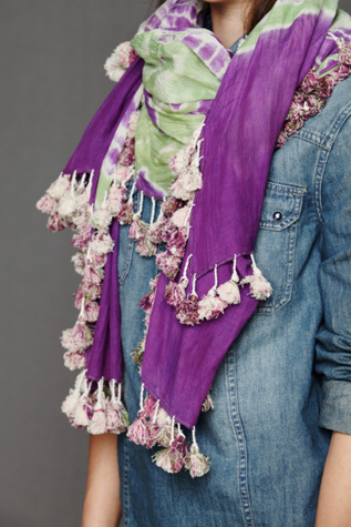 Tie Dye Pom Pom Scarf