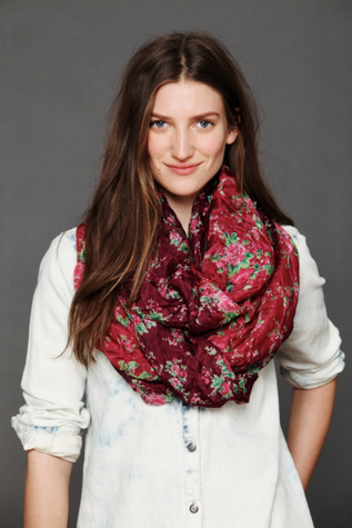 Crinkled Silk Loop Scarf