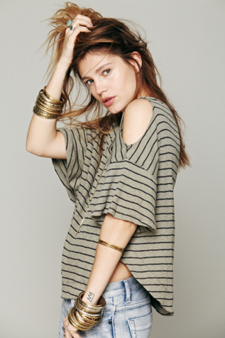 Cold Shoulder Stripe Tee