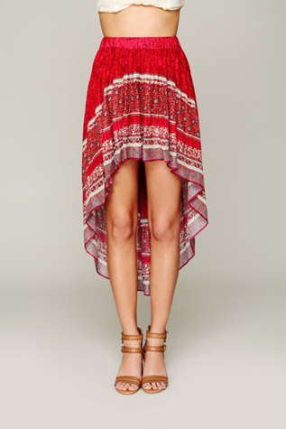 Border Print Highlow Slip Skirt