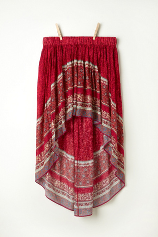 Border Print Highlow Slip Skirt