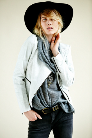 Bishop Crackle Leather Jacket in Jackets