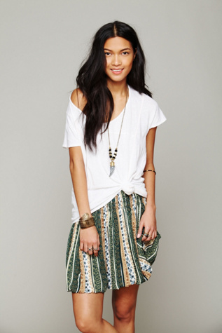 Printed Pull On Mini Skirt