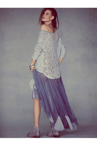 Free People Lace Back Oversized Pullover in knit-tops