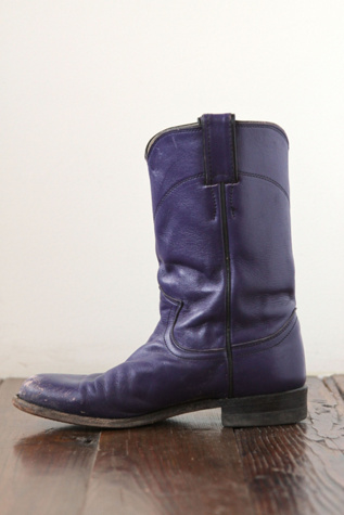Free People Vintage Purple Leather Western Boots in vintage-shoes
