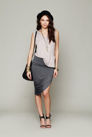 Jersey Asymmetrical Drape Skirt