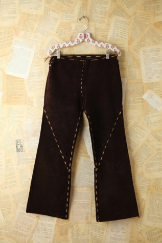 Free People Vintage Brown Suede Flare Pants in vintage-skirts