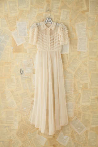 Free People Vintage Sheer Ruffled Maxi Dress in Vintage-Dresses