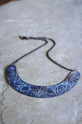 Patina Etched Collar in jewelry