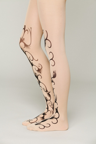 Look From London Floral Tattoo Tight in Leggings-Socks