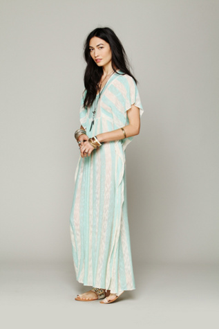 Slub Stripe Kaftan Maxi in clothes-dresses