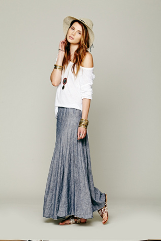 CP Shades Worker Stripe Chambray Maxi in maxi-skirts
