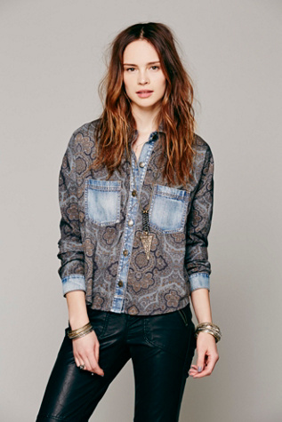 Center Front Paisley Buttondown at Free People