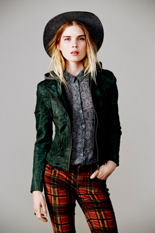 Green Leather Hoodie
