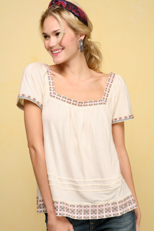 Pretty Trim Peasant Top