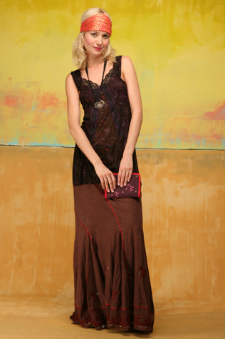 Long Cotton Godet Skirt